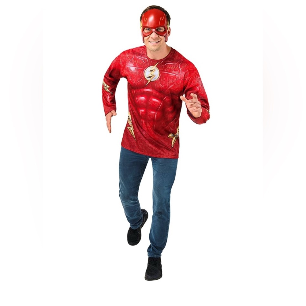 Rubies Men's DC: The Flash Movie Costume Top and Mask, As Shown, Medium